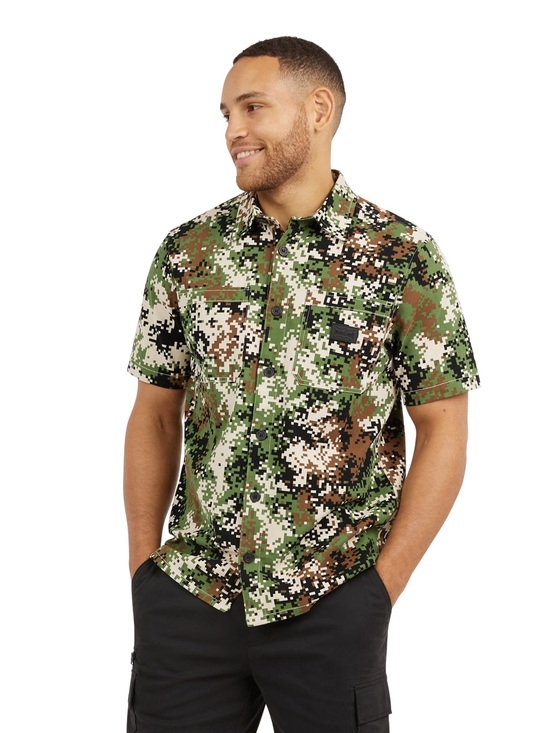 Dogg Supply Other - Men's Short Sleeve Button-Up Shirt - Green Digital Camo - Dogg Supply